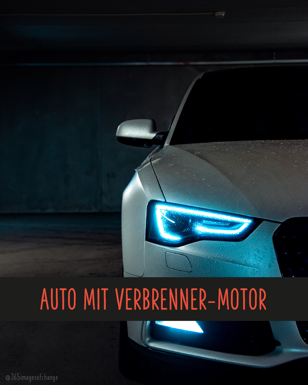 Bild mit Auto, Text darunter: Auto mit Verbrenner-Motor